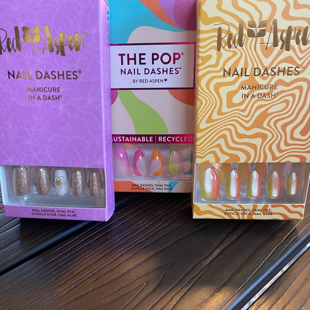Nail Dashes, medium length, 3 sets. Brand new in boxes.